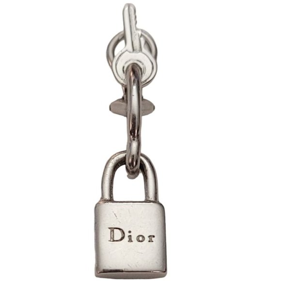 Christian Dior Single Padlock Charm Dangle Key Clip On Earring E588 - Picture 1 of 10
